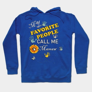 Grandmother Quote & Graphic Design Sunflower, Butterflies and Handprints Mamaw, Grandma Hoodie